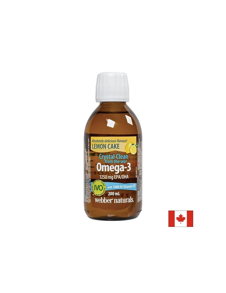 Crystal Clean from the sea® Omega-3 1250 mg (EPA/DHA 750/500) - Омега-3 + витамин D3 1000 IU, 200 ml Webber Naturals
