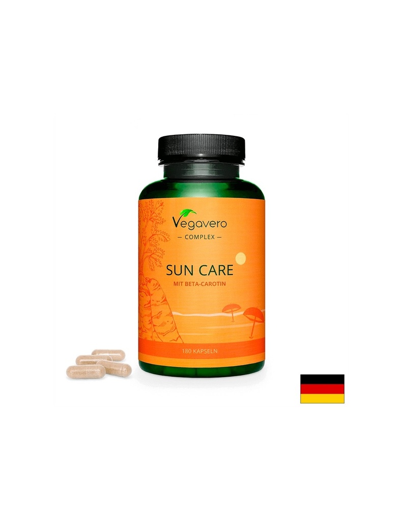Sun Care Формула за слънчев загар с бета каротин - За кадифена, подхранена и здрава кожа, 180 капсули Vegavero