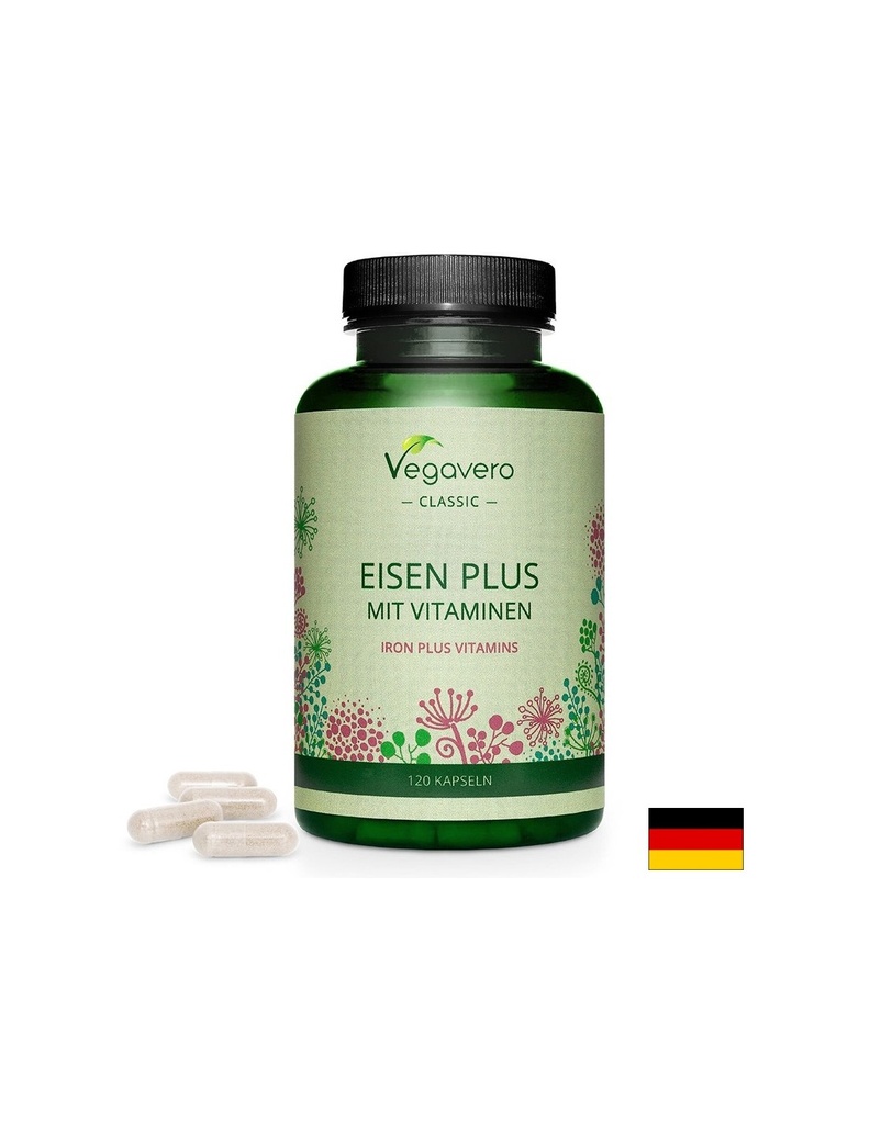 Желязо + Витамини (С, В2,В6, В12 и фолиева киселина) - Eisen Plus Mit Vitaminen, 120 капсули Vegavero