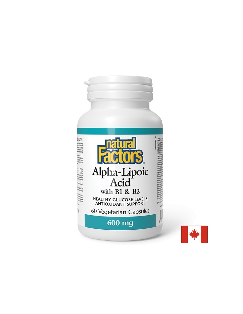 Алфа липоева киселина 600 mg + витамин В1 и В2, 60 V капсули Natural Factors