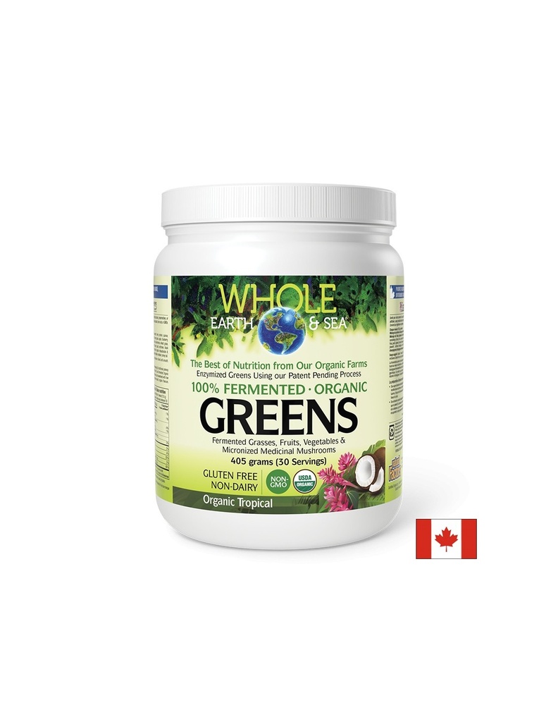 Whole Earth & Sea - 100% ферментирали органик растителни храни, с тропически вкус х 390 g пудра Natural Factors