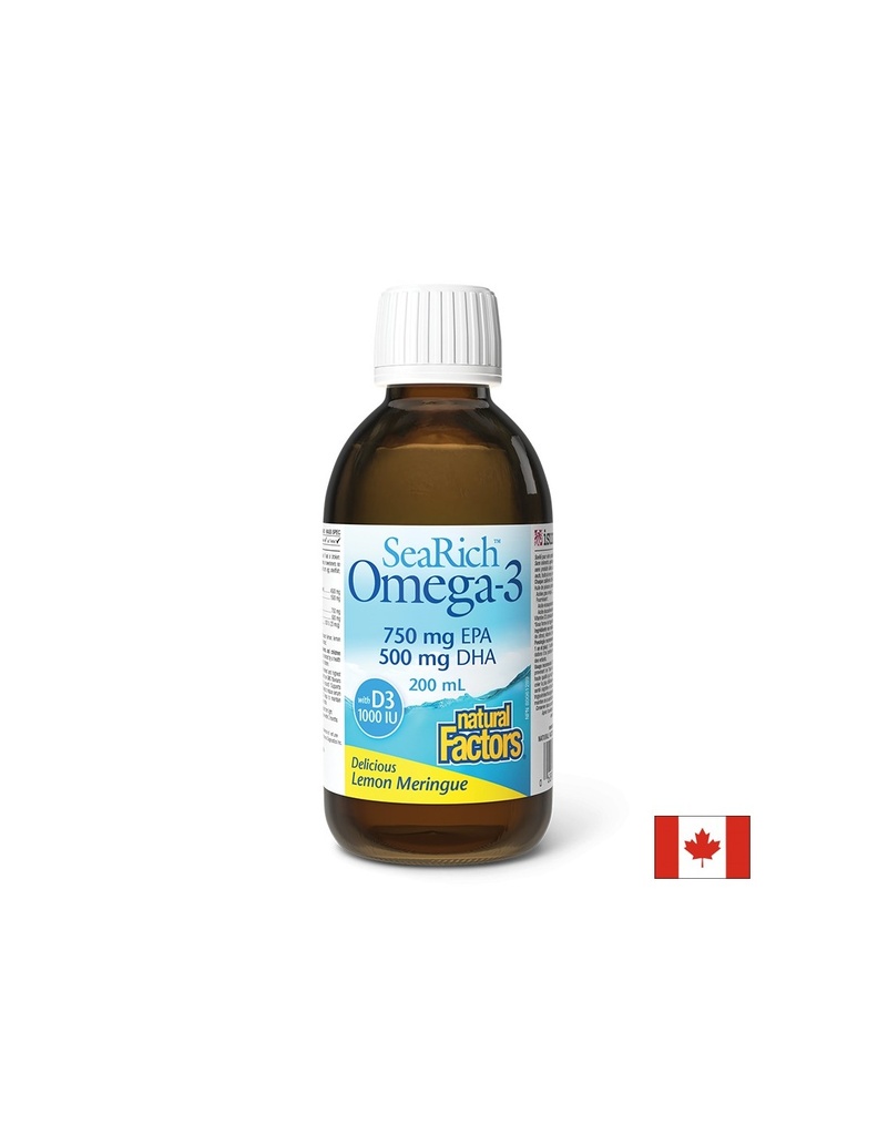 SeaRich Omega-3, 4500 mg (750 mg EPA 500 mg DHA) + витамин D3, 1000 IU, 200 ml Natural Factors