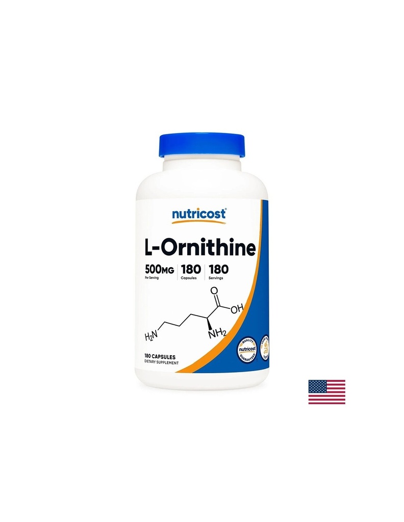Детоксикация и черен дроб - Л-Орнитин, L-Ornithinе, 500 mg х 180 капсули Nutricost