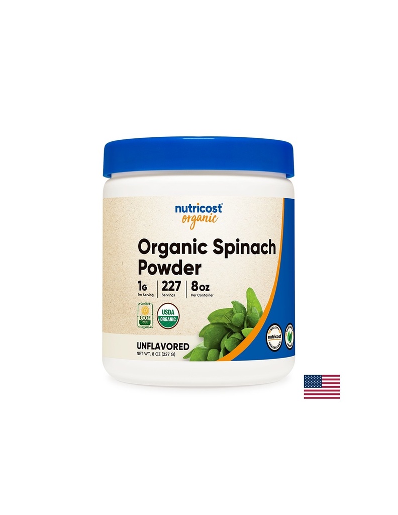 Прах от спанак органик - Тонус, жизненост и силен имунитет, 227 g (прах) Nutricost