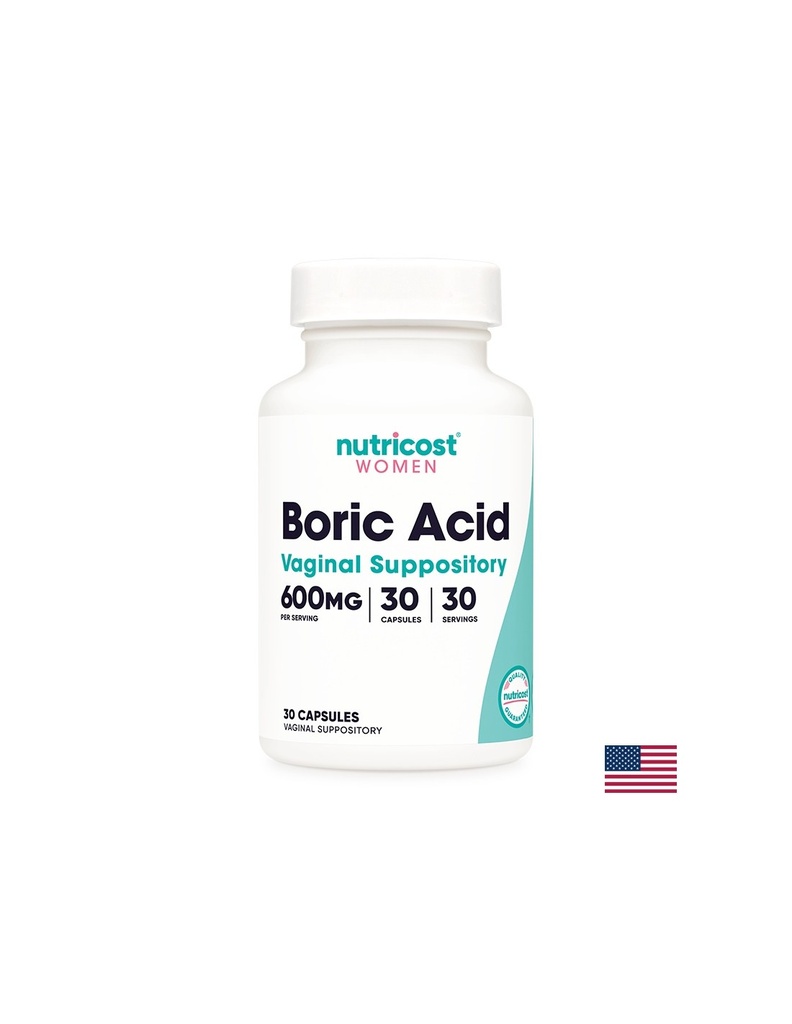 Вагинални инфекции - Борна киселина, 600 mg x 30 вагинални капсули Nutricost