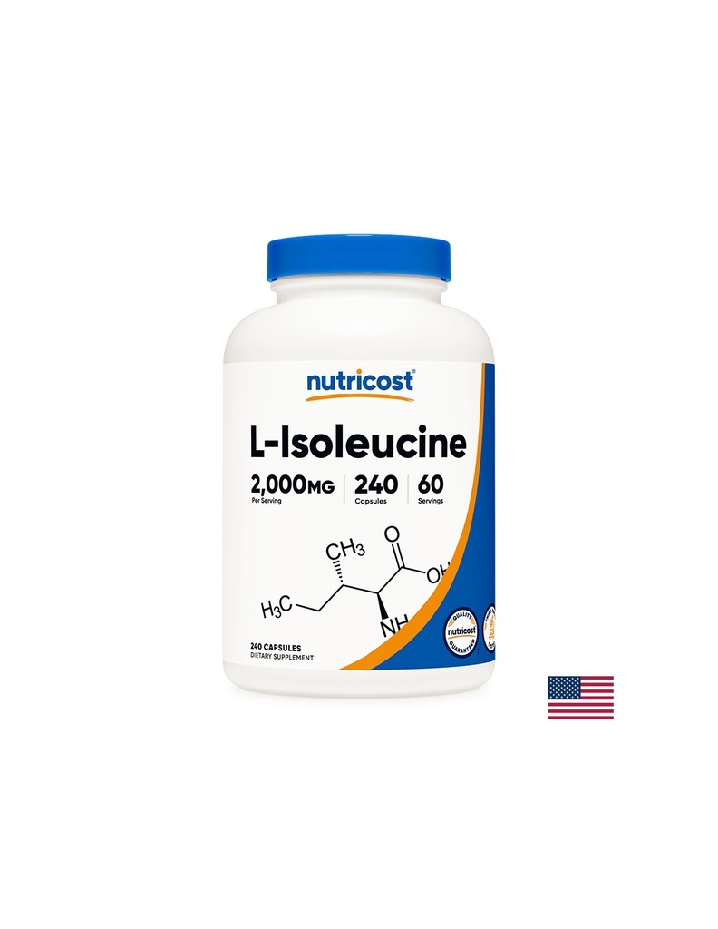 Мускулна маса и издръжливост - Л-Изолевцин (L-Isoleucine), 500 mg х 240 капсули Nutricost
