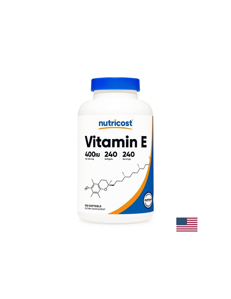 Зрение, коса и кожа - Витамин E, 400 IU x 240 софтгел капсули Nutricost