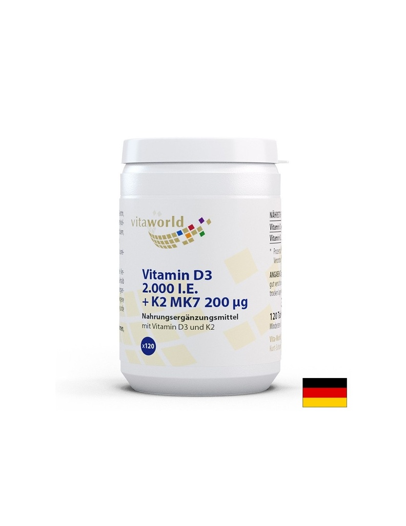 Костна система - Витамин D3 50 µg + K2 МК7 200 µg, 120 таблетки