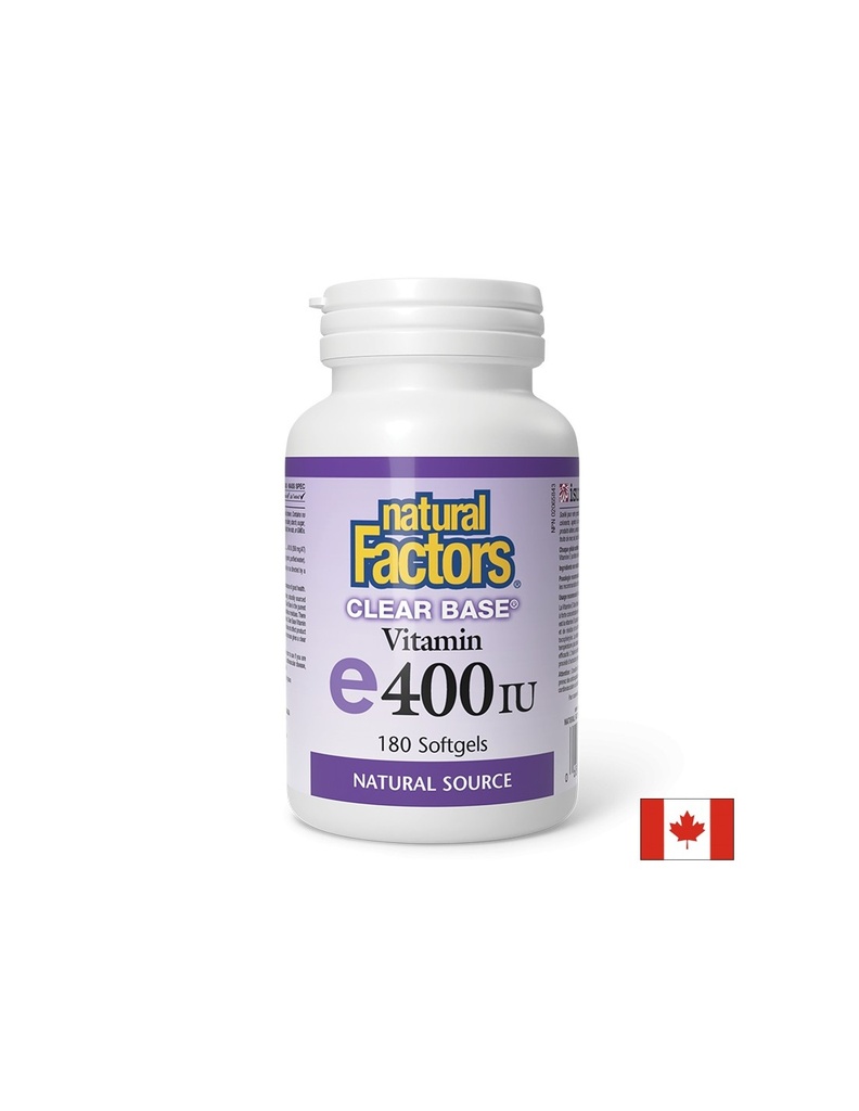 Антиоксидант - Витамин E Clear Base, 400 IU х 180 софтгел капсули Natural Factors