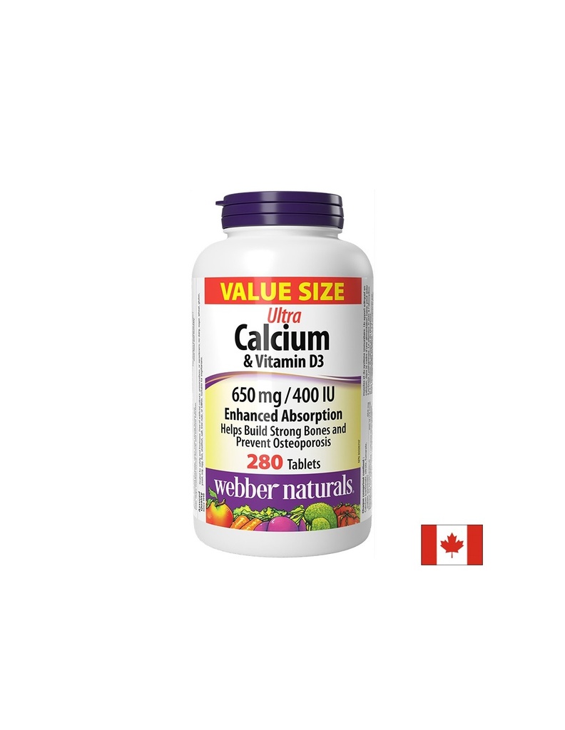 Костна система - Ултра Калций 650 mg + Витамин D3 400 IU, 280 таблетки
