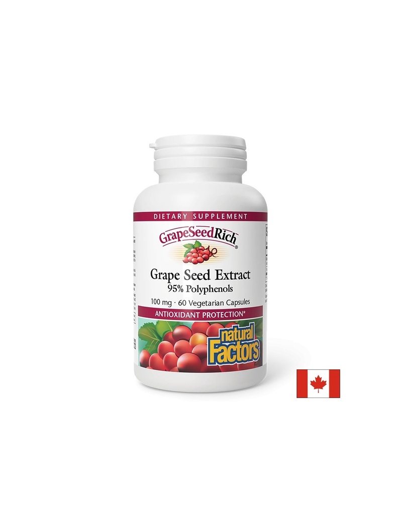 Антиоксидант - Гроздово семе GrapeSeedRich, 100 mg х 60 V капсули Natural Factors