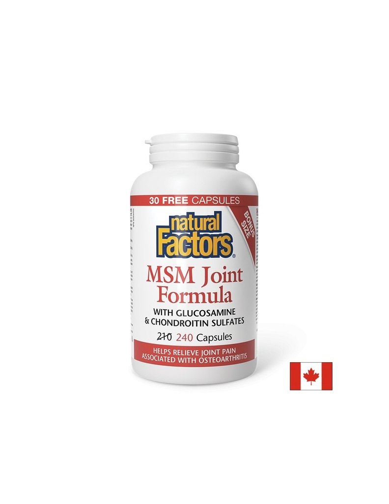 МСМ формула за стави (с глюкозамиин и хондроитин сулфат), 240 капсули Natural Factors
