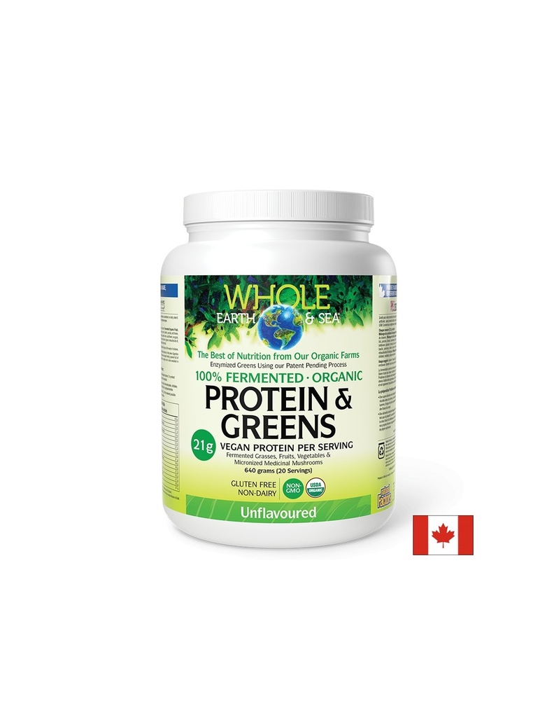 Whole earth and sea® 100 Fermented Organic Protein and Greens (неовкусен), 640 g пудра