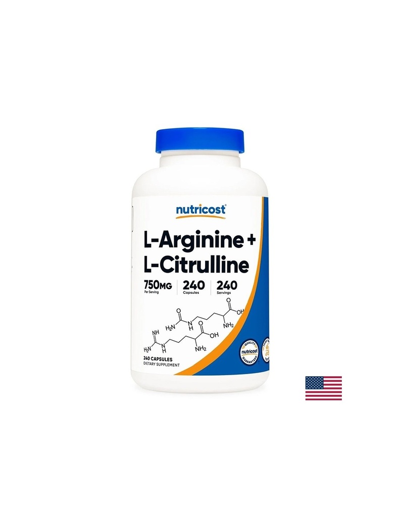 Тонус и енергия - Л-Аргинин + Л-Цитрулин (L-Arginine + L-Citrulline), 500 mg + 250 mg, 240 капсули