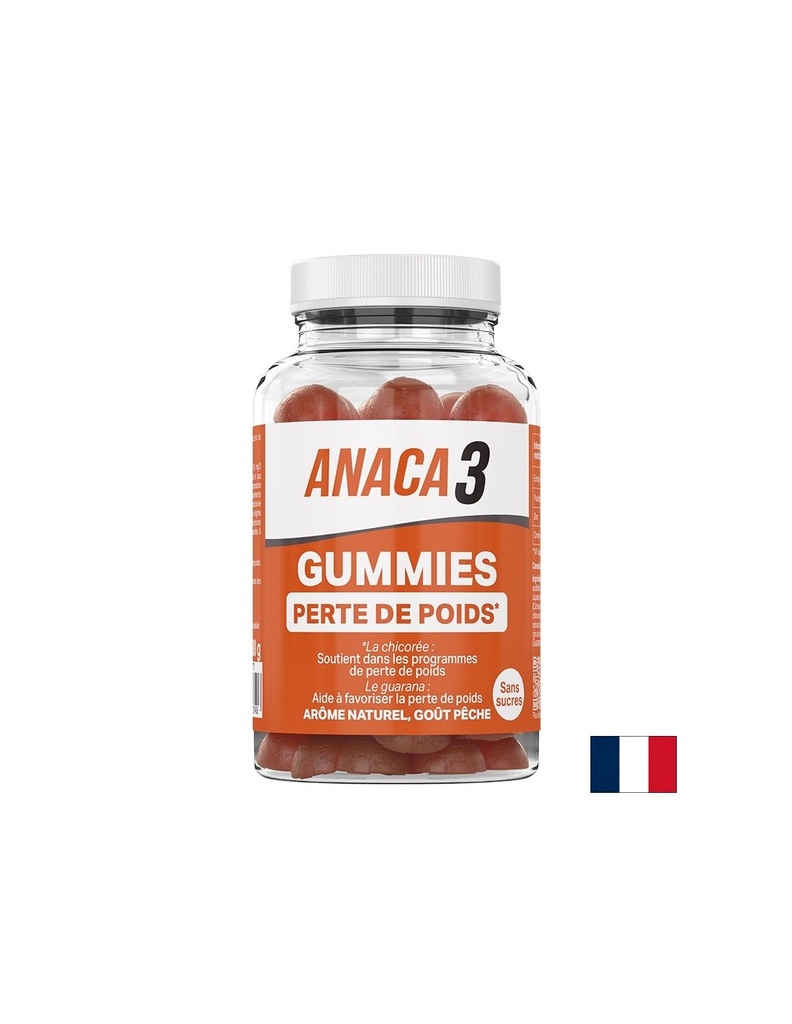 Формула за изгаряне на мазнини и отслабване Анака3 - С гуарана, кофеин и минерали, 60 желирани таблетки с вкус на праскова