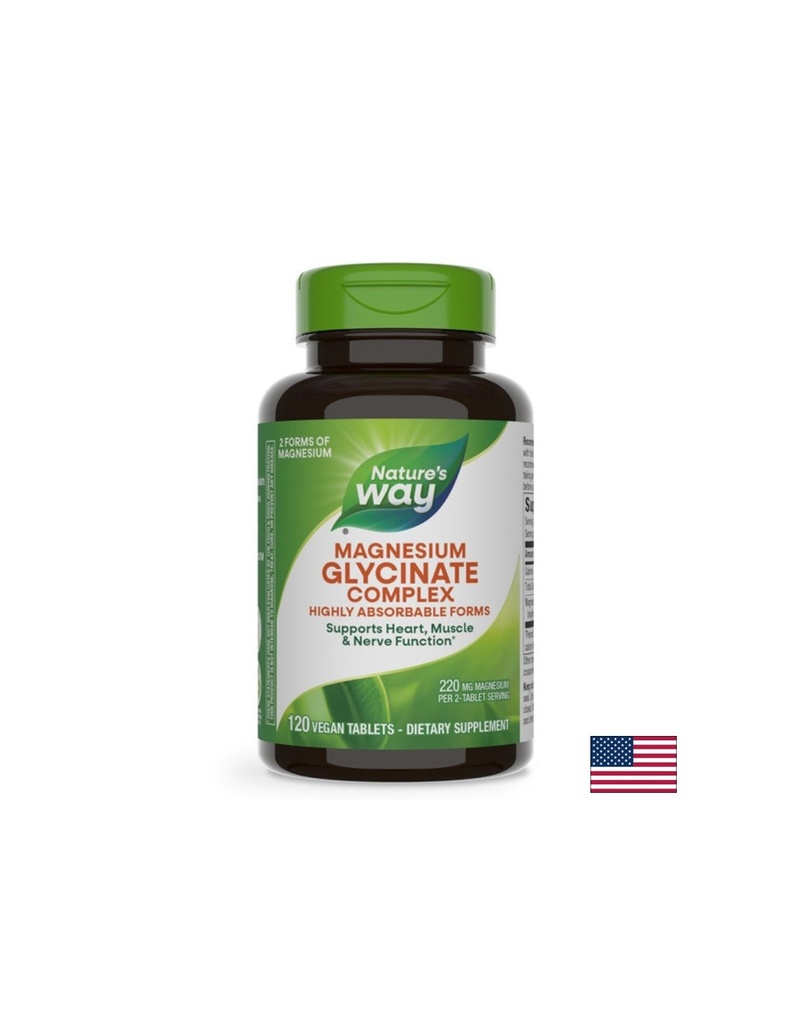 Мускулна функция, сърдечно и неврологично здраве - Магнезий (бисглицинат, малат), 110 mg х 120 V-таблетки