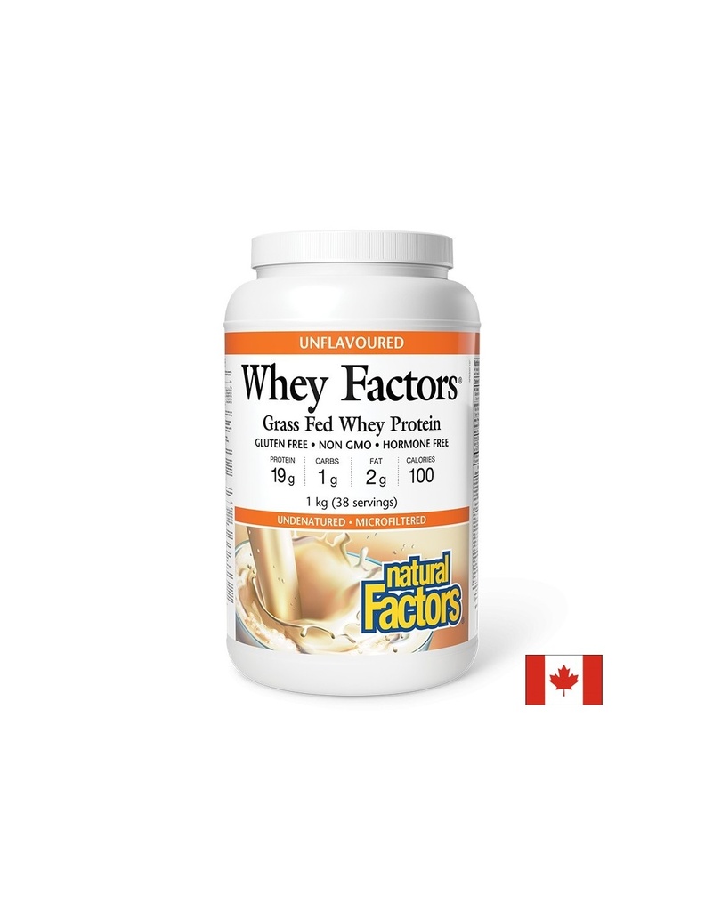 Чист суроватъчен протеин Whey Factors® - Неовкусен, за мускули и възстановяване, 1 kg прах