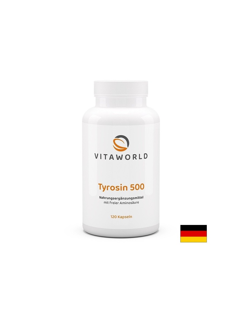 L-Тирозин – За синтеза на тиреоидни хормони и концентрация, 500 mg, 120 капсули