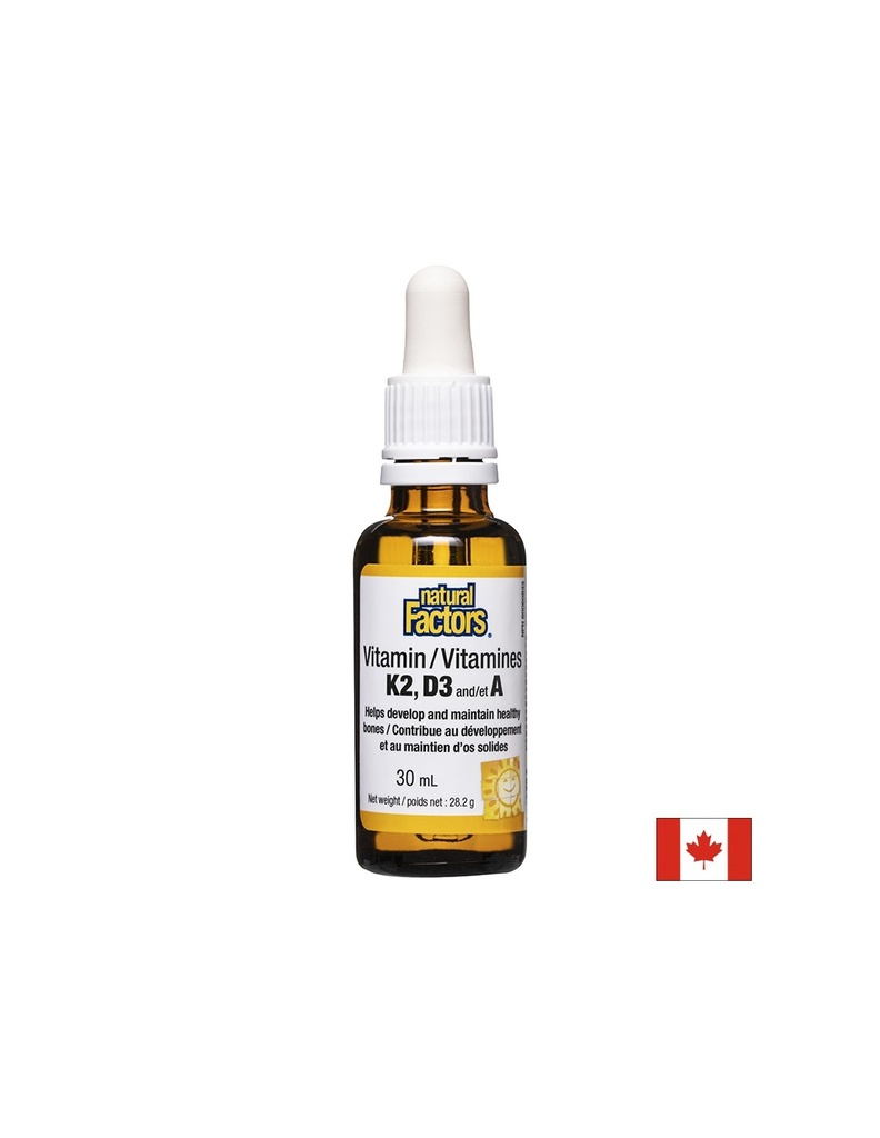 Витамин K2, D3, А (капки) / При остеопороза, 30 ml, 120 дози Natural Factors
