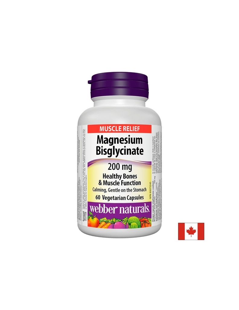Magnesium Bisglycinate/ Магнезий (бисглицинат) 200 mg x 60 капсули Webber Naturals