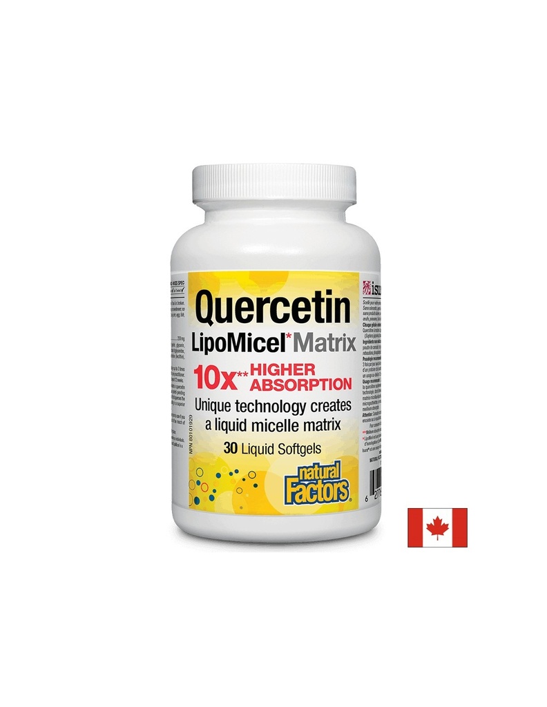 Quercetin LipoMicel Matrix 10 X Higher Absorption / Кверцетин, 250 mg, 30 софтгел капсули Natural Factors