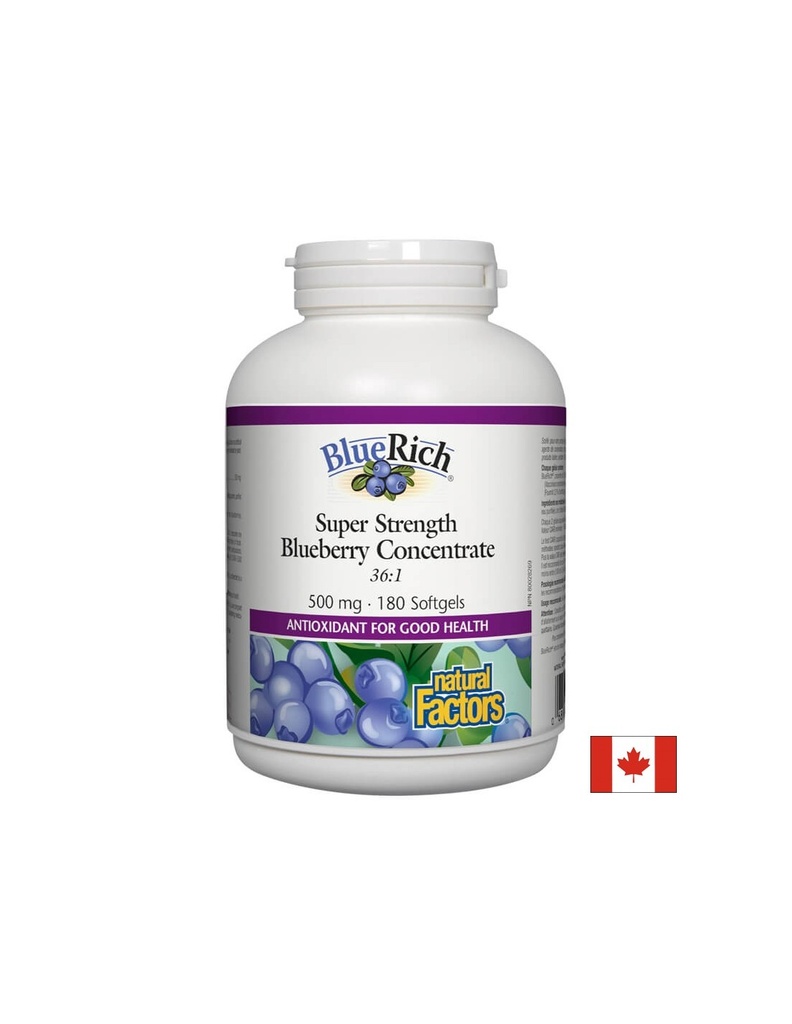 BlueRich® Blueberry Concentrate 36:1/ Синя боровинка супер концентрат 500 mg х 180 софтгел капсули Natural Factors