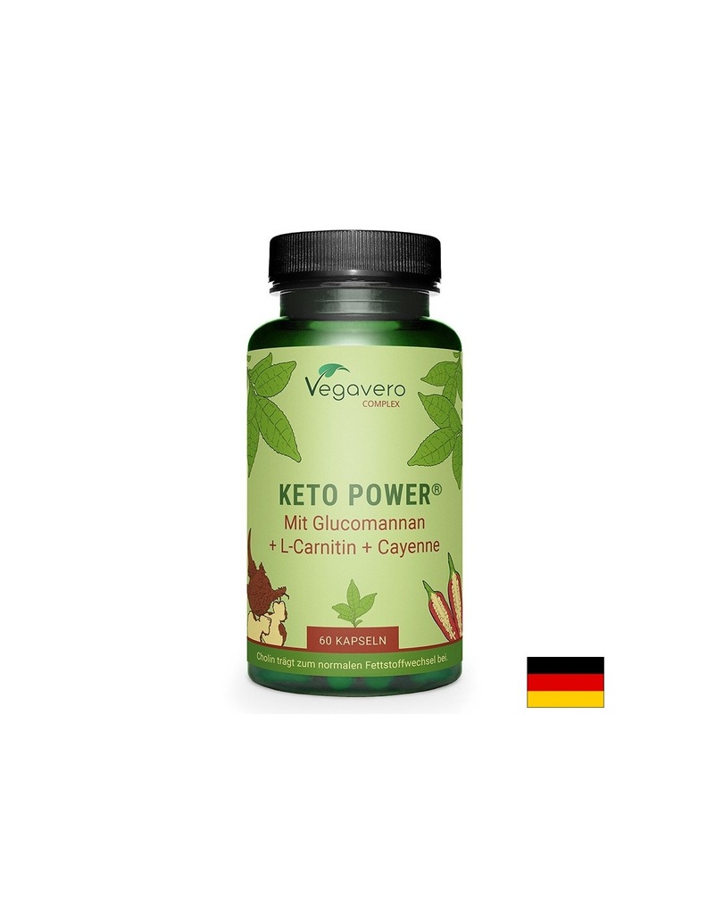 Keto Power® с глюкоманан, L-карнитин и лют червен пипер, 60 капсули