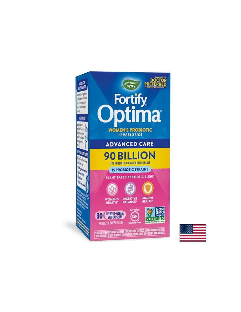 Fortify™ Optima® Women’s Advanced Care - Пробиотик и пребиотици за жени, 90 милиарда активни пробиотици, 30 капсули Nature’s Way