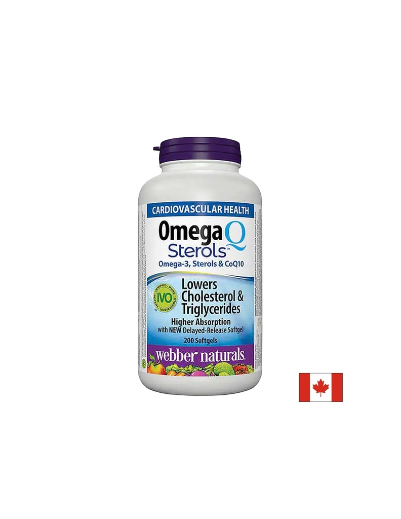 Oмега-3, растителни стероли и коензим Q10 - Omega Q Sterols, 200 софтгел капсули