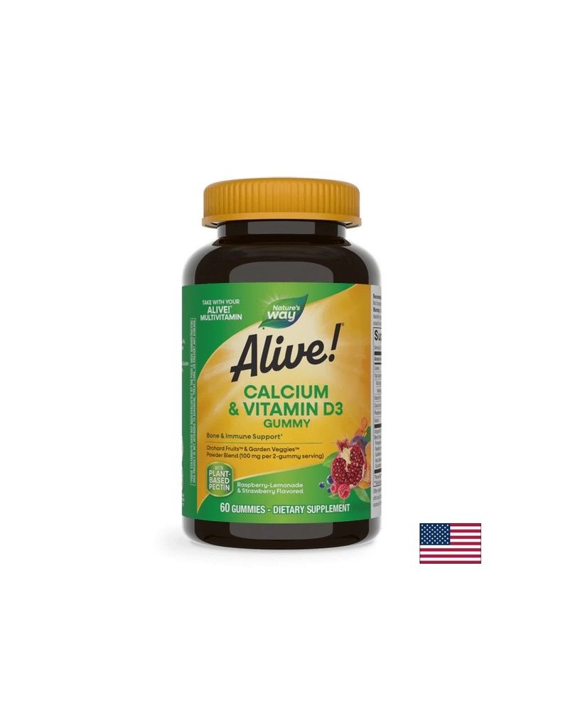Alive! Calcium + D3 Gummies / Алайв! Калций + D3, 60 желирани таблетки Nature’s Way