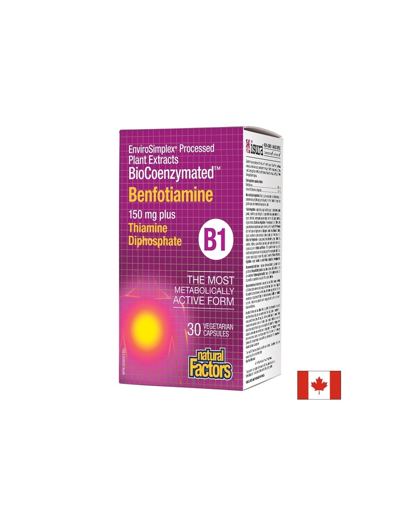 Benfotiamine BioCoenzymated™/ Витамин В1 (Бенфотиамин) и Тиамин дифосфат х 30 капсули Natural Factors