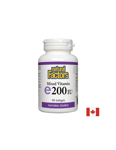 [1400 NF] Vitamin E/ Витамин E (токофероли микс) 200 IU х 90 софтгел капсули Natural Factors