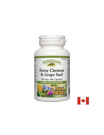 [4590 NF] Horse Chestnut & Grape Seed - Див кестен и гроздово семе (мощен венотоник за здрави вени), 60 капсули Natural Factors