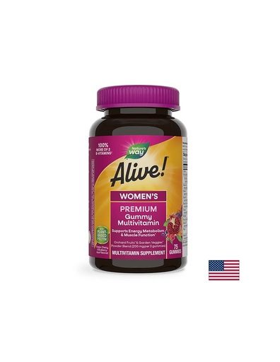 [15897] Alive! Women's Premium Gummies Multivitamin / Алайв! Премиум мултивитамини за жени, 75 желирани таблетки Nature’s Way