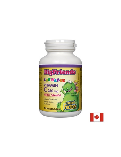 [1395 NF] Vitamin C BigFriends®/ Витамин С за деца 250 mg х 90 дъвчащи таблетки с вкус на портокал Natural Factors