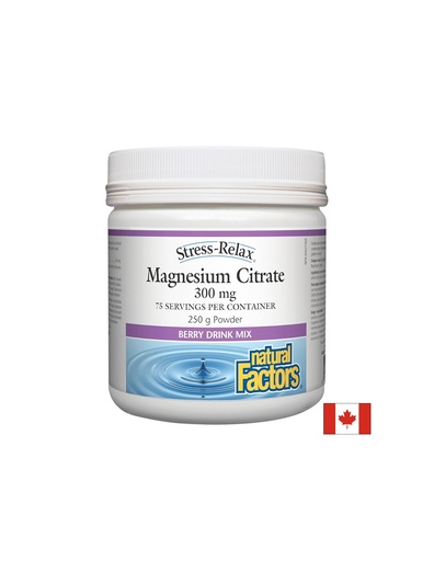 [3540 NF] Stress-Relax® Magnesium Citrate/ Магнезий (цитрат) 250 g пудра x 75 дози Natural Factors