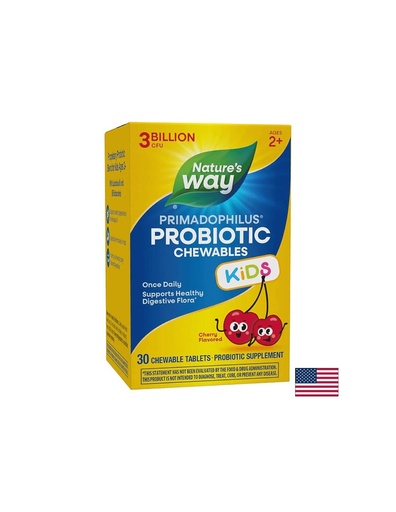 [14243] Primadophilus Kids - Примадофилус Кидс 3 млрд. активни пробиотици, 30 дъвчащи таблетки с вкус на череша Nature’s Way