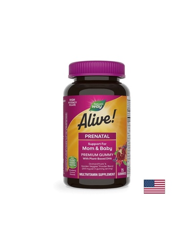 [10482] Alive! - Алайв Премиум мултивитамини за бременни, 75 желирани таблетки Nature’s Way
