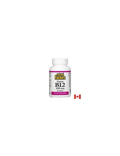 [1246 NF] Vitamin B12/ Витамин В12 (цианокобаламин) 1000 mcg х 90 таблетки Natural Factors