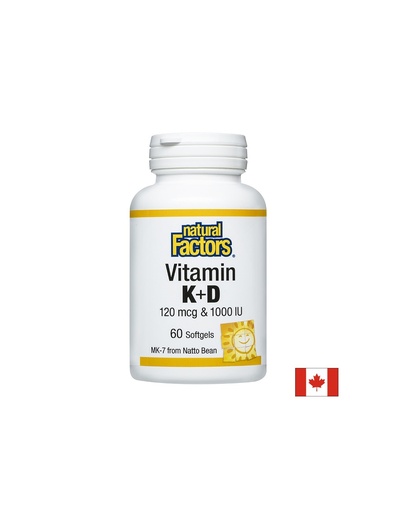 [1292 NF] Витамин К2 120 mcg и D3 1000 IU, 60 софтгел капсули Natural Factors