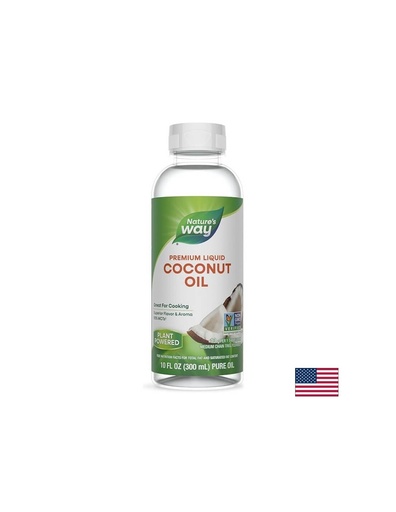 [15857] Liquid Coconut Oil / Кокосово масло (течно), 93 % MCTs‡ (мастни киселини), 300 ml Nature’s Way