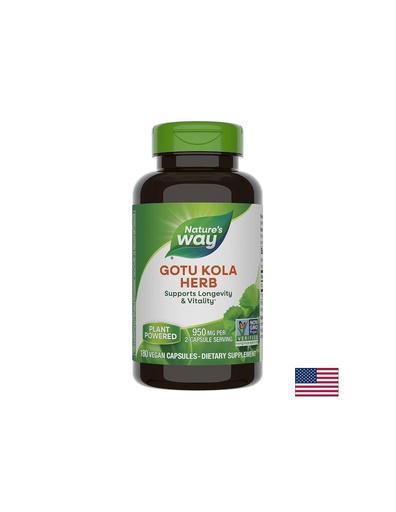 [14008] Gotu Kola Herb - Готу кола (За кръвообращението, венозната система и мозъчната функция), 475 mg, 180 капсули Nature’s Way