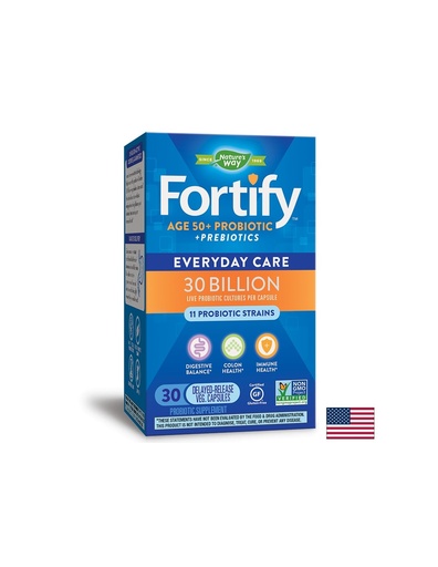 [10293] Fortify™ Probiotic 50+ Пробиотик за възрастни 50+, 30 милиарда активни пробиотици, 30 капсули със забавено освобождаване Nature’s Way