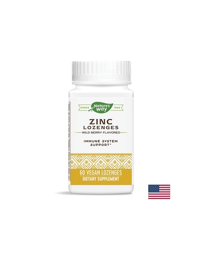 [41092] Zinc Lozenges/ Цинк с Ехинацея и Витамин С х 60 таблетки за смучене Nature’s Way