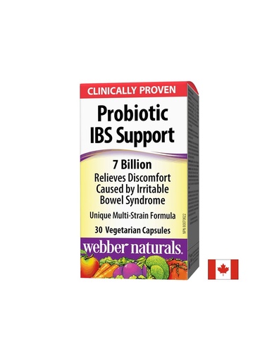 [3222 WN] Probiotic IBS Support/ Пробиотик IBS 4 щама, 7 млрд. активни пробиотици х 30 капсули Webber Naturals