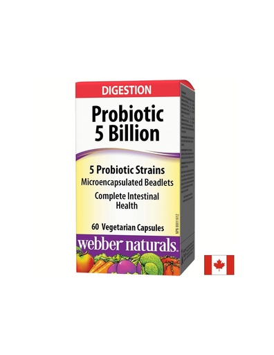 [3214 WN] Probiotic/ Пробиотик 5 щама, 5 млрд. активни пробиотици х 60 капсули Webber Naturals