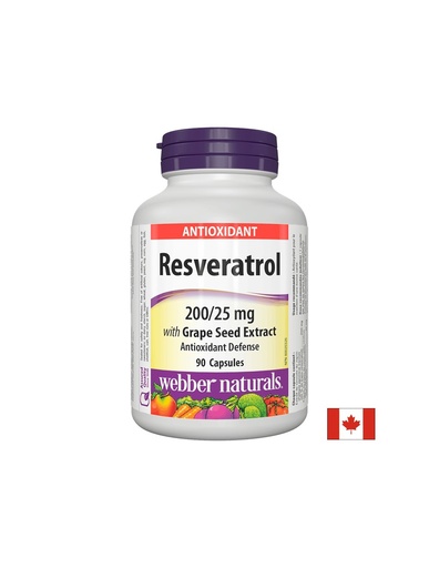 [3460 WN] Resveratrol with Grape Seed Extract/ Ресвератрол 200 mg с Гроздово семе 25 mg х 90 капсули Webber Naturals
