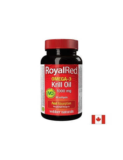 [3490 WN] Omega-3 Krill Oil RoyalRed®/ Омега-3 Крил масло 1000 mg x 30 софтгел капсули Webber Naturals