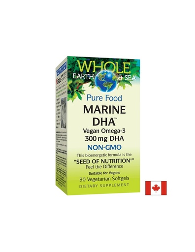 [35551 NF] Marine DHA™ Vegan Omega-3 Whole Earth & Sea®/ Веган Омега-3 от микроводорасли 300 mg x 30 софтгел капсули Natural Factors