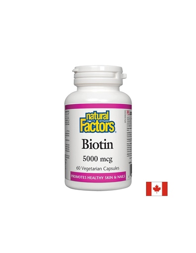 [1262 NF] Biotin/ Биотин 5000 µg/ Коса, кожа, нокти, 60 капсули Natural Factors